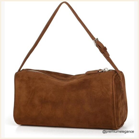 Small Suede Leather Hobo Crossbody Bag with Adjustable Strap